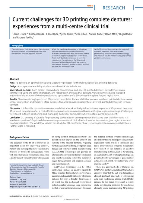 Current challenges for 3D printing complete dentures: .